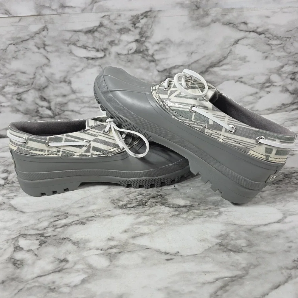 Sperry Top Sider Women's 9 Waterproof Gray Rubber Lace Up Duck Boot STS95030